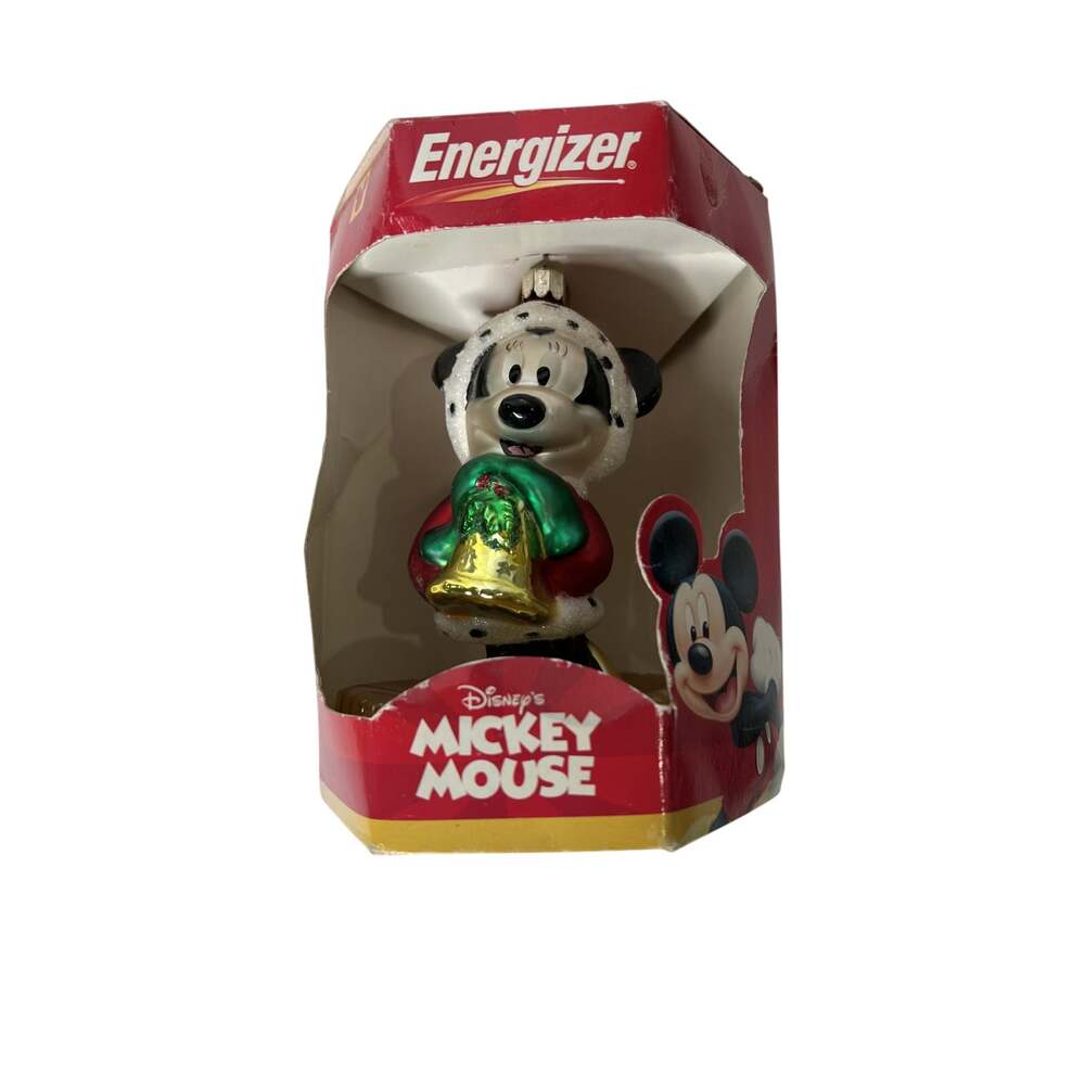 Vintage 2000 Disney Mickey Mouse Energizer Blown Glass Christmas Ornament